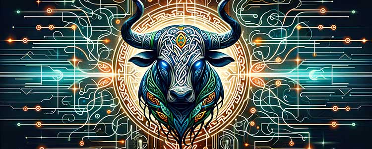 A stylized bull, symbolic of Taurus’s strength and stability